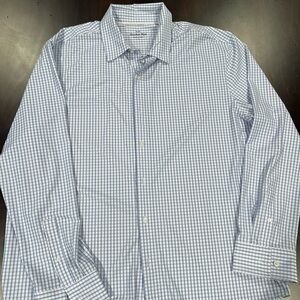 Hawker Rye Blue and White Casual Button Down Shirt with Checkered Pattern XL